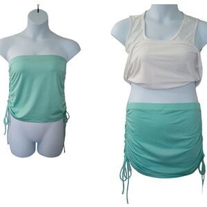 Metallic Swim Skirt or Top Mint Green Size XL